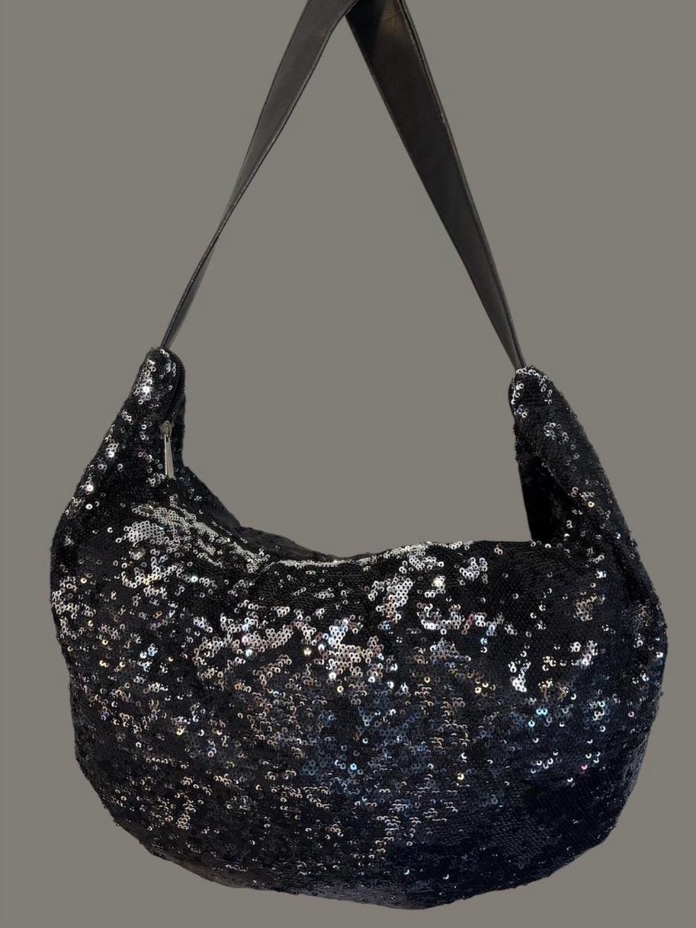 Black Sequin Hobo Shoulder Bag